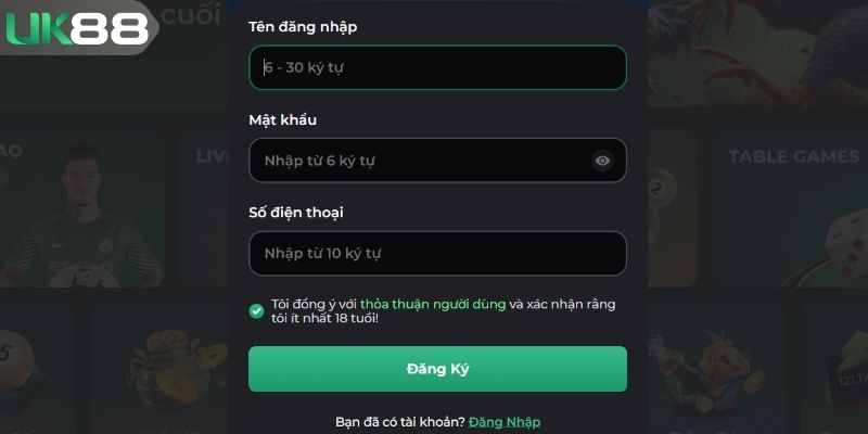 Hội viên điền thông tin đăng ký ID trong biểu mẫu